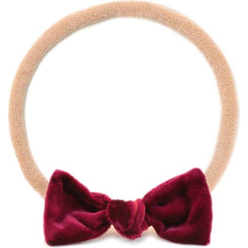 Mini Bow Headband, Berry Velvet | Maisonette