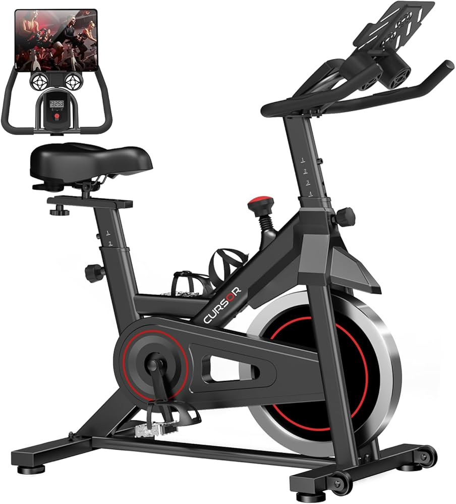 CURSOR FITNESS Exercise Bike, Stationary Bikes for Home, 300 LBS Capacity, Workout Bike with Sile... | Amazon (US)