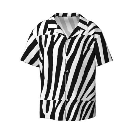 JUNZAN Mens Casual Button Down Shirts Short Sleeve Zebra Print Shirt-X-Large | Walmart (US)