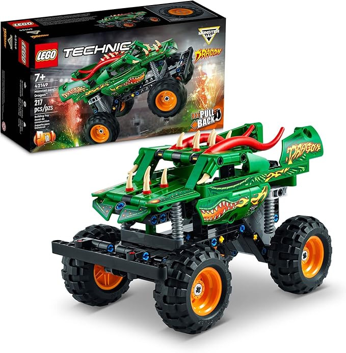 LEGO Technic Monster Jam Dragon 42149, Monster Truck Toy for Boys and Girls, 2in1 Racing Pull Bac... | Amazon (US)