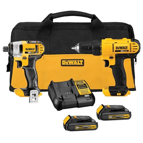 DEWALT 20V MAX Cordless Drill and Impact Driver, Power Tool Combo Kit , Includes 2 Batteries, Charger and Bag (DCK240C2) | Amazon (US)