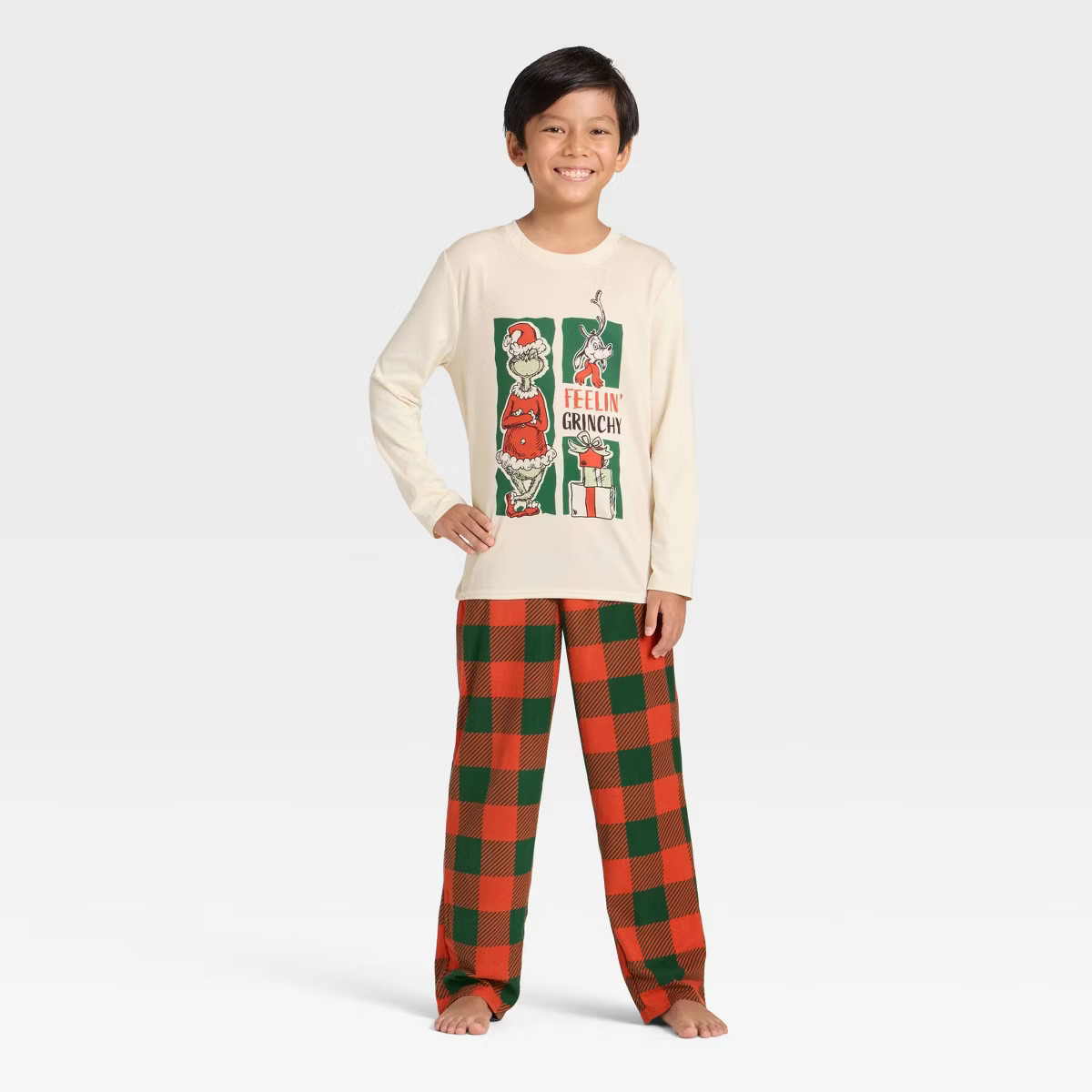 Boys' 2pc The Grinch Christmas Long Sleeve Pajama Set - Oatmeal S | Target