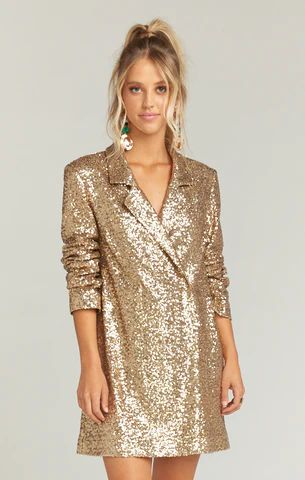 Bazel Blazer Dress ~ Gold Sequins | Show Me Your Mumu