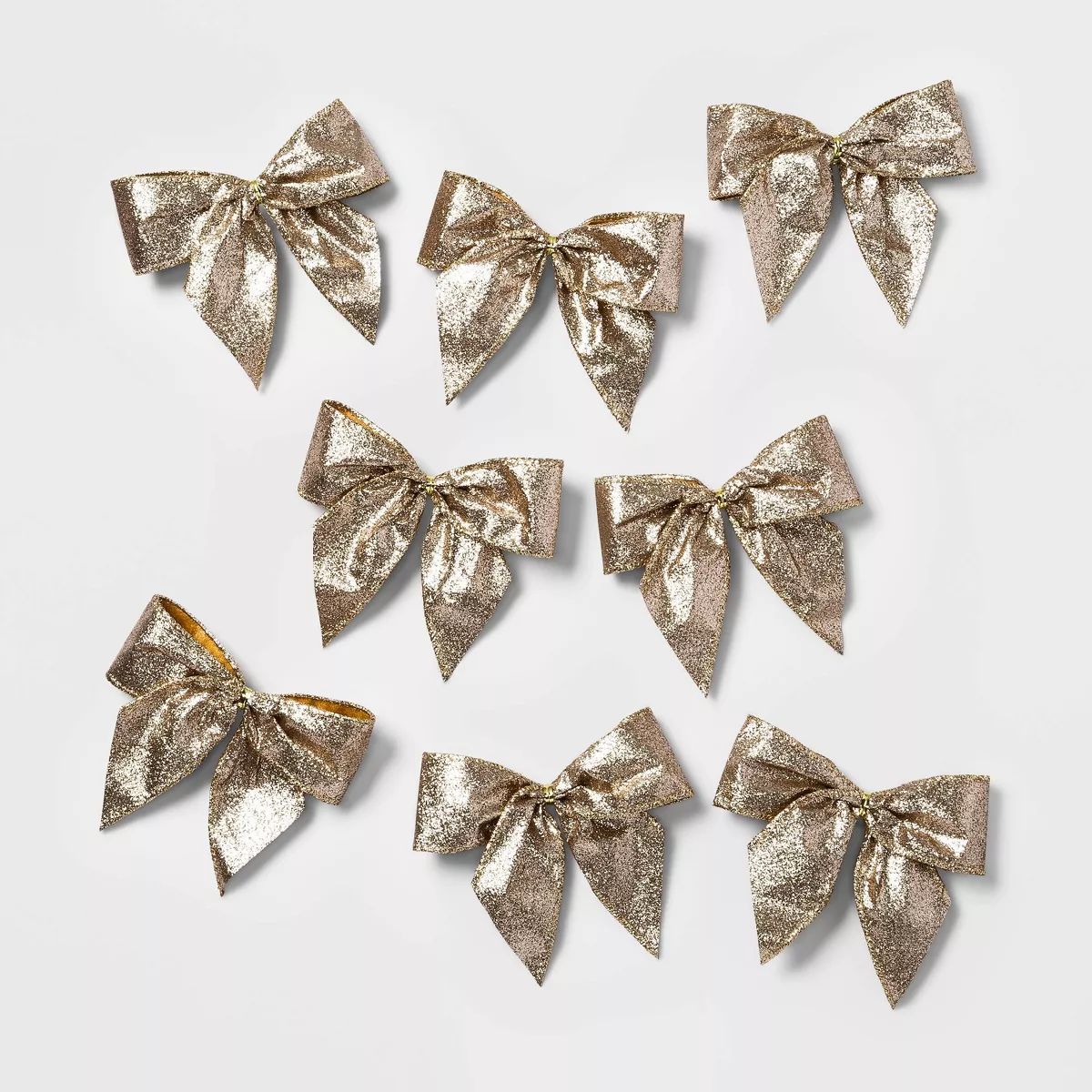 8ct 4.5in Glitter Christmas Bow Champagne - Wondershop™ | Target