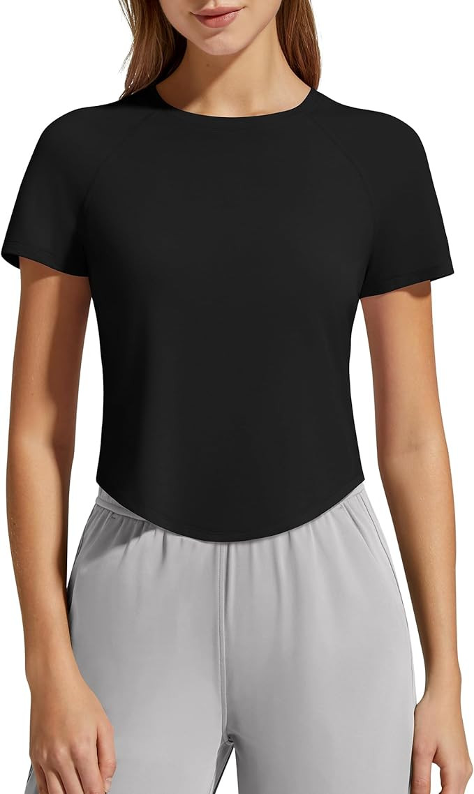 G4Free Women's Cropped Workout Tops Crewneck Short Sleeve T-Shirt Relaxed Fit Casual Athletic Wai... | Amazon (US)