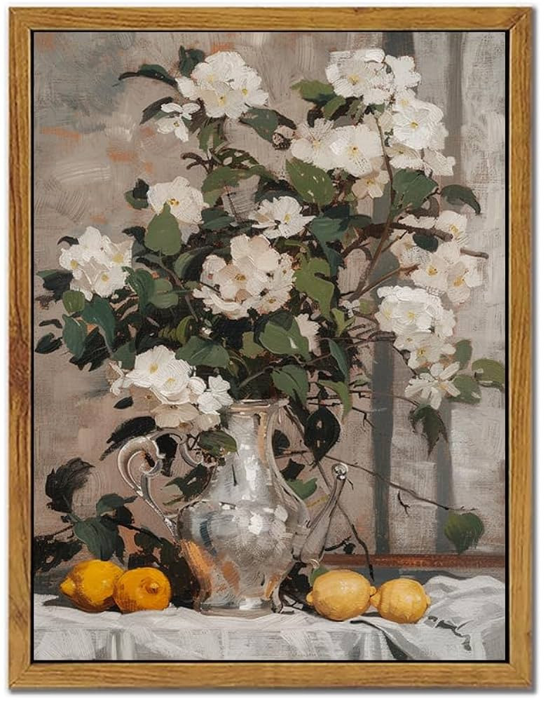 ARTZIO Vintage Framed Flower Wall Art, Floral Oil Painting Lemon Print, Farmhouse Wall Painting, ... | Amazon (US)