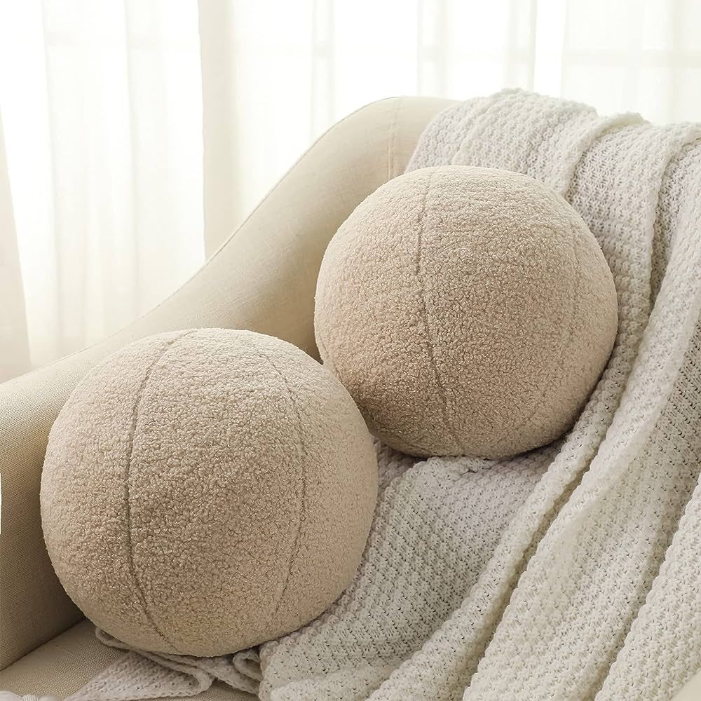 Wesiti 2 Pcs Nordic Round Throw Pillows 11.8 Inches Round Pillow Cushion Modern Sphere Boucle Pil... | Amazon (US)