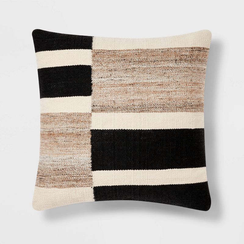 Oversized Blocked Woven Square Throw Pillow Black - Threshold™ | Target