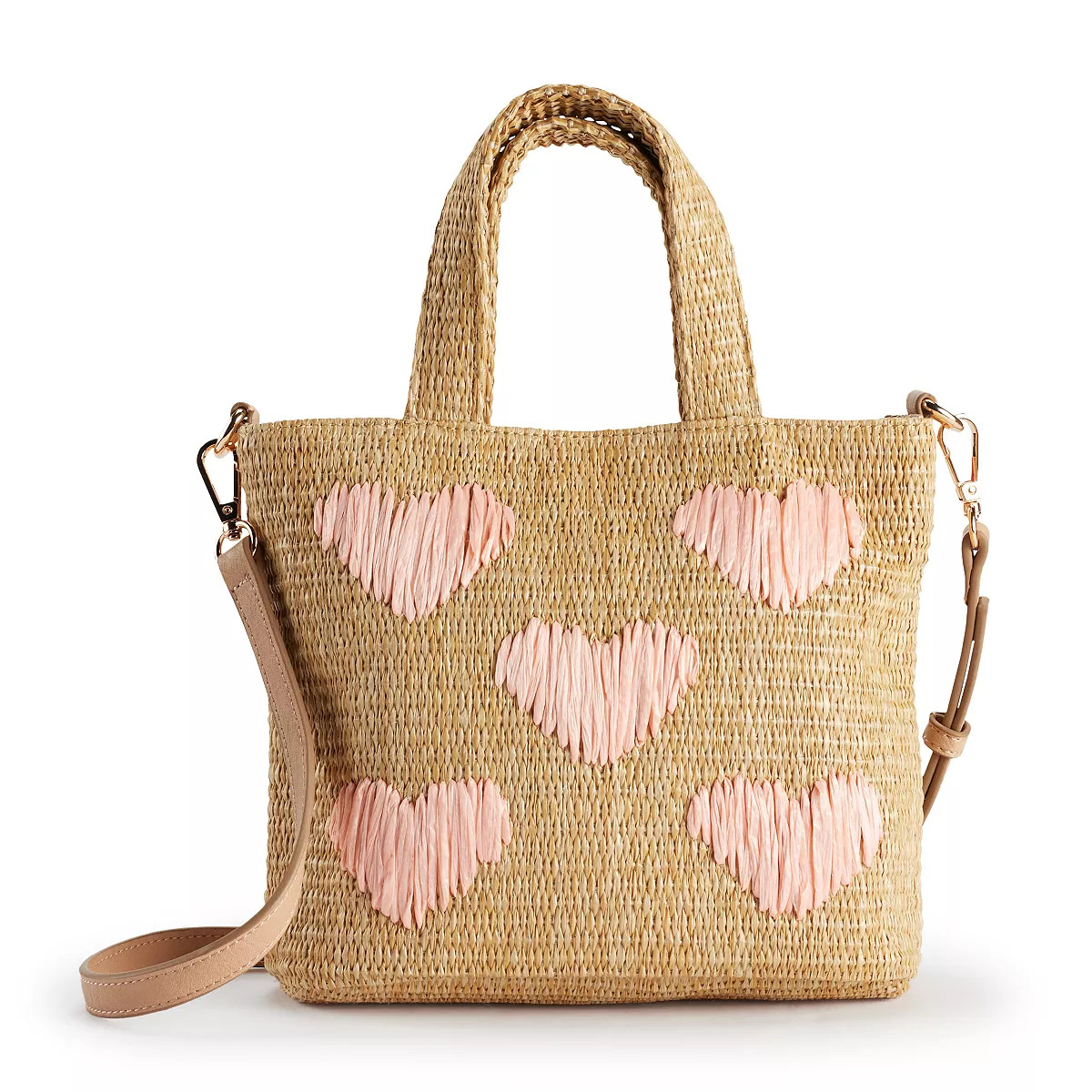 LC Lauren Conrad Heart Straw Crossbody Bag | Kohl's