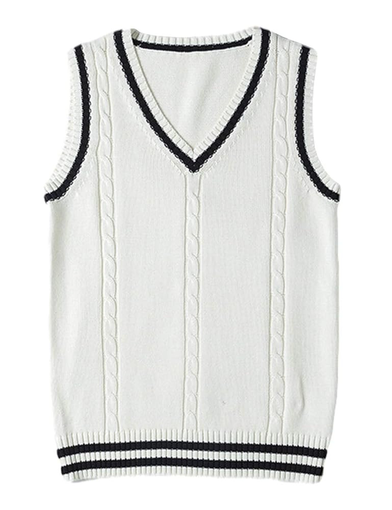 Gihuo Women's Sweater Vest V Neck Uniform Sleeveless Knitted School JK Pullover Tops Classic | Amazon (US)