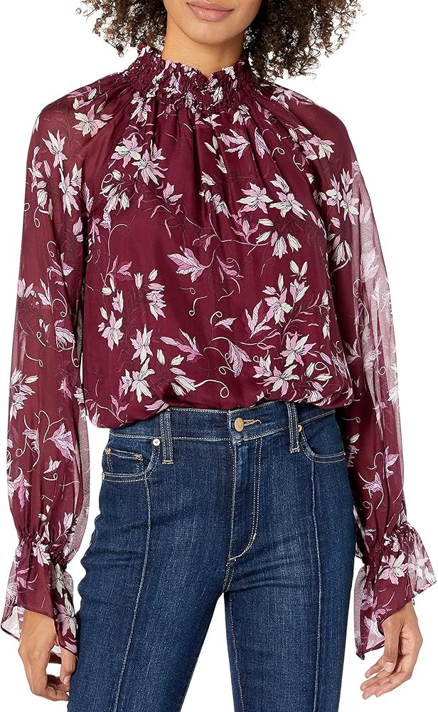 Ramy Brook Women's Floral Printed Keisha Long Sleeve Mock Neck Top | Amazon (US)