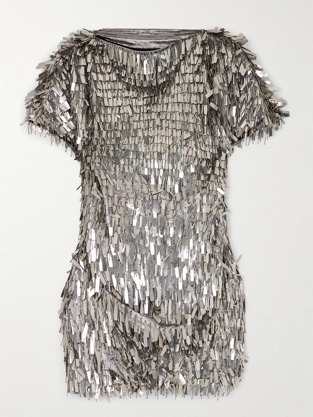 Isabel Marant - Carla Embellished Silk-blend Mini Dress - Silver | NET-A-PORTER (US)