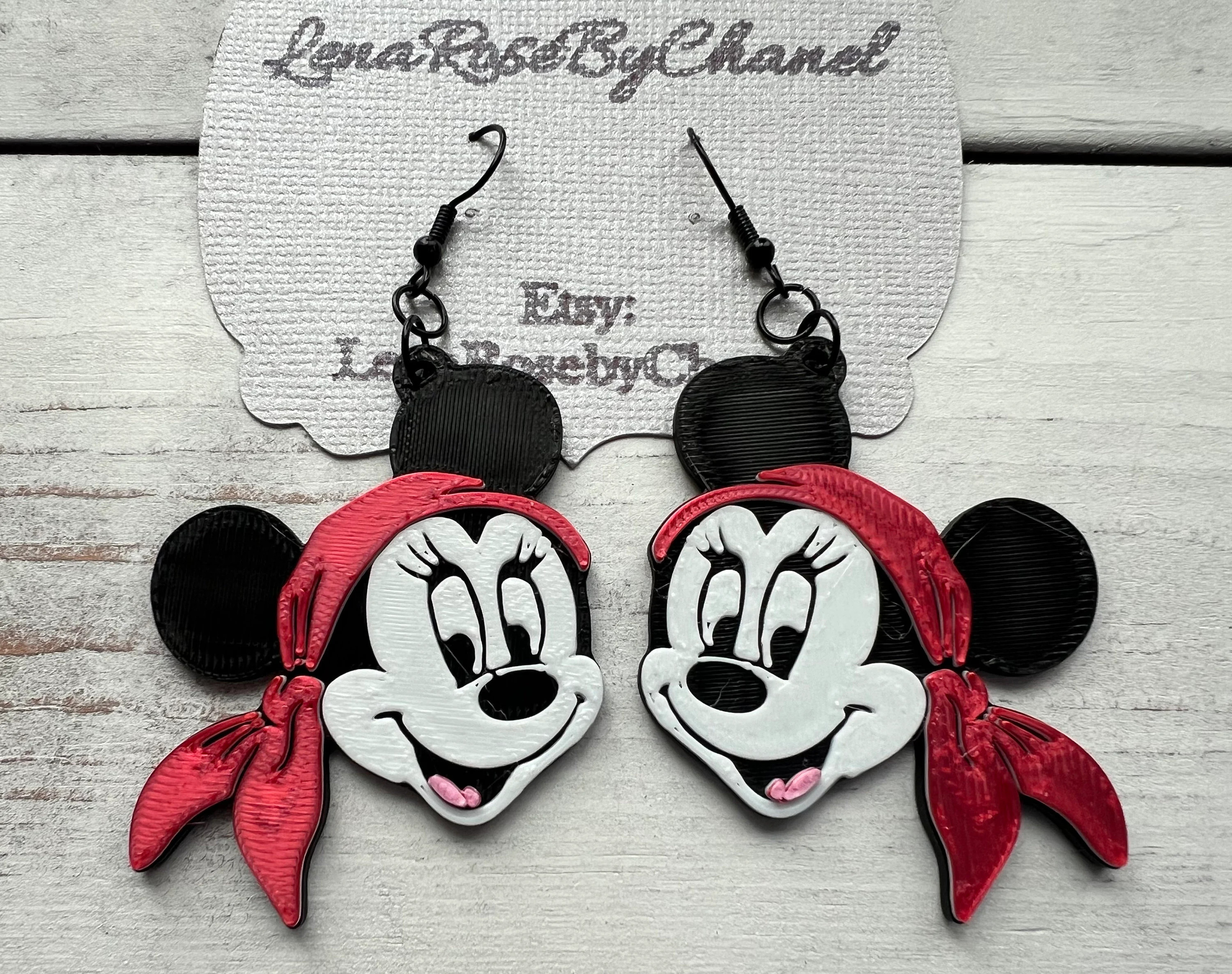 Minnie mouse pirate theme dangle earrings Disney Cruise pirate night Captain Hook Jack Sparrow Pirates of the Caribbean 3D Printed Earrings | Etsy (Global)