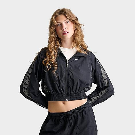 Nike Women's Sportswear Lace Cropped Full-Zip Track Jacket in Black/White Size: Small | Finish Line (US)