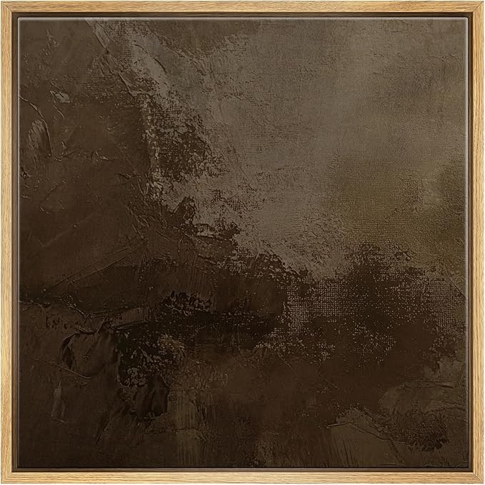 SIGNFORD Framed Canvas Print Wall Art Textured Brown Abstract Rustic Brushstroke Illustrations Ru... | Amazon (US)