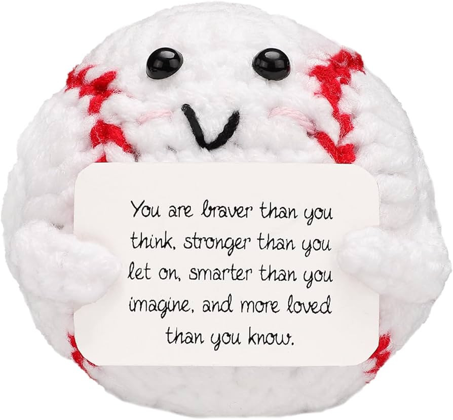 Positive Knitted Toy, Plush Cute Baseball Stuffed Baseball Doll, Funny Emotional Crochet Gifts, K... | Amazon (US)