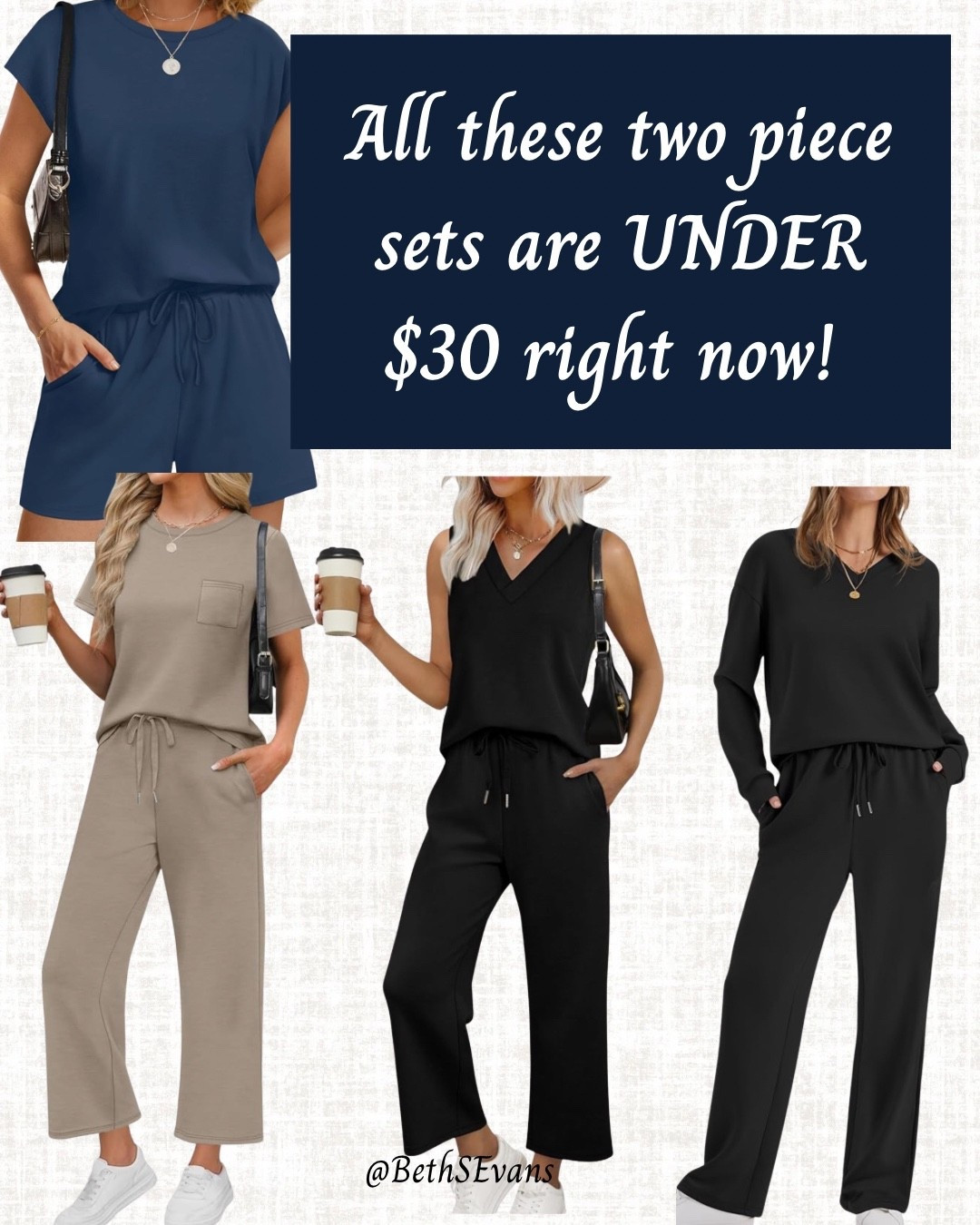 Comfy two piece sets under $30?? Sign me up! Short sleeved versions, sleeveless, shorts, and long sleeved…AND, they come in a ton of colors! 

#LTKSeasonal #LTKFindsUnder50 #LTKStyleTip