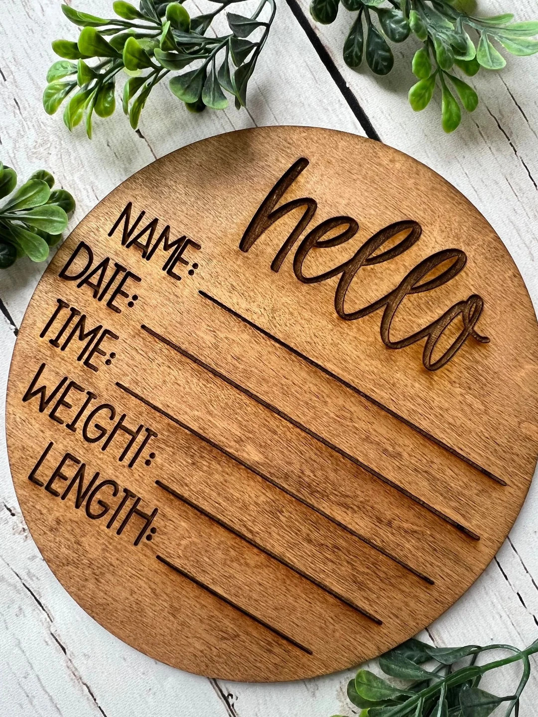 Baby Stat Sign, Wooden Baby Stat Sign, Baby Announcement Hospital, Round Birth Sign, Custom Sign ... | Etsy (US)