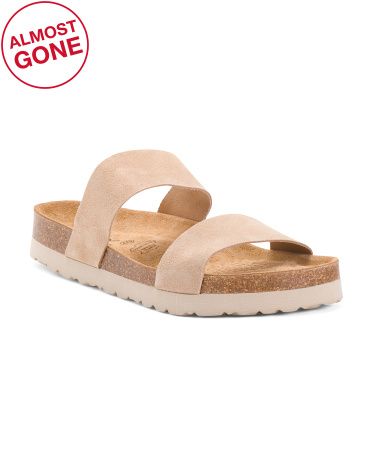 Made In Spain Suede Dual Band Footbed Sandals | TJ Maxx