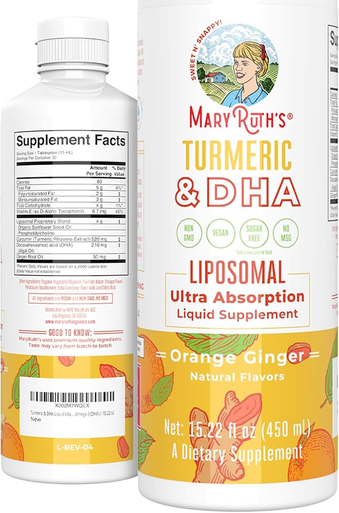 MaryRuth's | Liposomal Turmeric & DHA | Curcumin, Ginger Root Oil, Algal DHA & Vitamin E | Cognit... | Amazon (US)