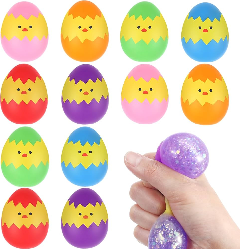 Easter Eggs Squishy Toys - 12 PCS Chicks Easter Eggs Stress Ball Easter Basket Stuffers Fillers, ... | Amazon (US)