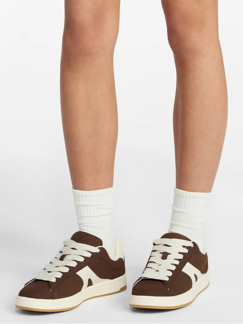 No Boundaries Chunky Lace-Up Skate Sneakers, Women's | Walmart (US)