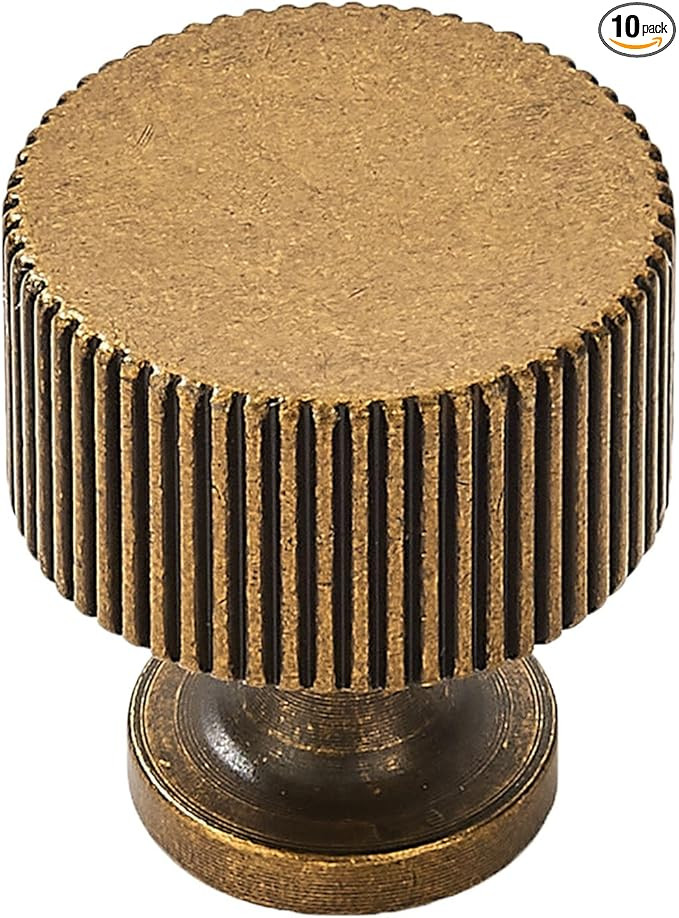 khtumeware 10 Pack Solid Antique Brass Cabinet Knobs 1 Inch Single Hole Vintage Brass Cabinet Pul... | Amazon (US)