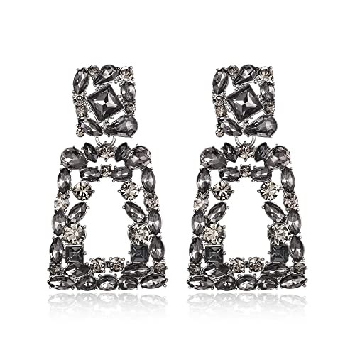 Amazon.com: Flyonce Rectangle Dangle Earrings for Women, Sparkle Rhinestone Crystal Geometric Sta... | Amazon (US)