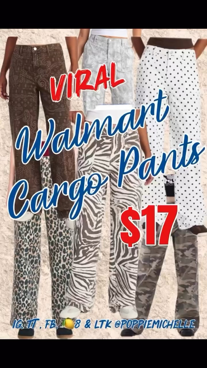 Yep!! That’s an ADD TO CART automatically kind of thing. Y’all! The viral Walmart cargo pants are restocked and they even added some new prints. I have got my eyes peeled for those polka dots. The zebra are fire and what about those bandanna print! They even come in long length!
I’m 5’7 and 150 lbs and I get the S 4/6. RUN! They will not last #casualoutfitideas #walmartfinds  #cargopantsoufit #easyoutfits #westernoutfits
