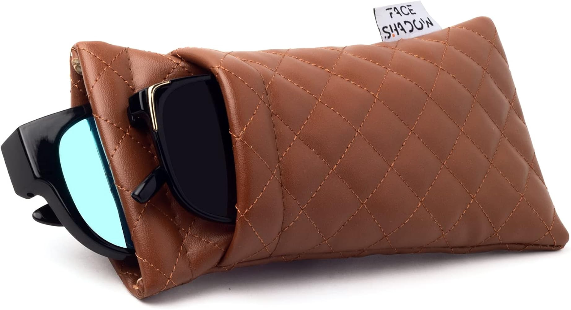 Face Shadow Double Glasses Case Soft Eyeglass Case For Women Men Squeeze Top Sunglasses Case With... | Amazon (US)