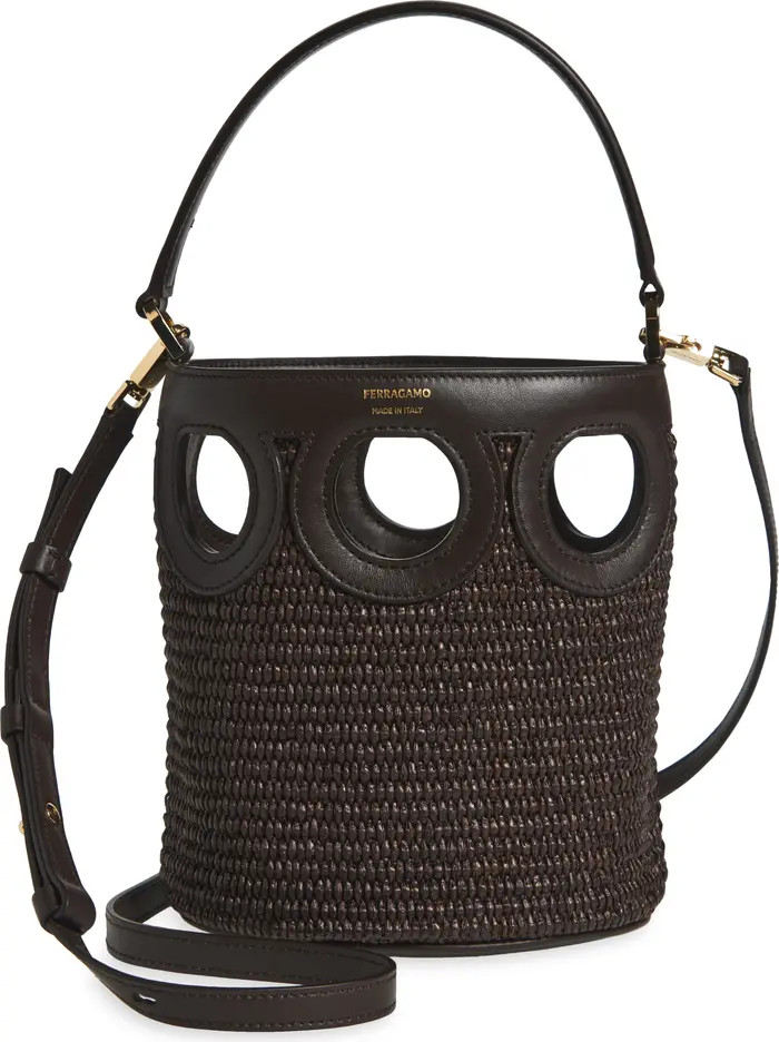 Mini Gancio Outline Raffia Bucket Bag | Nordstrom