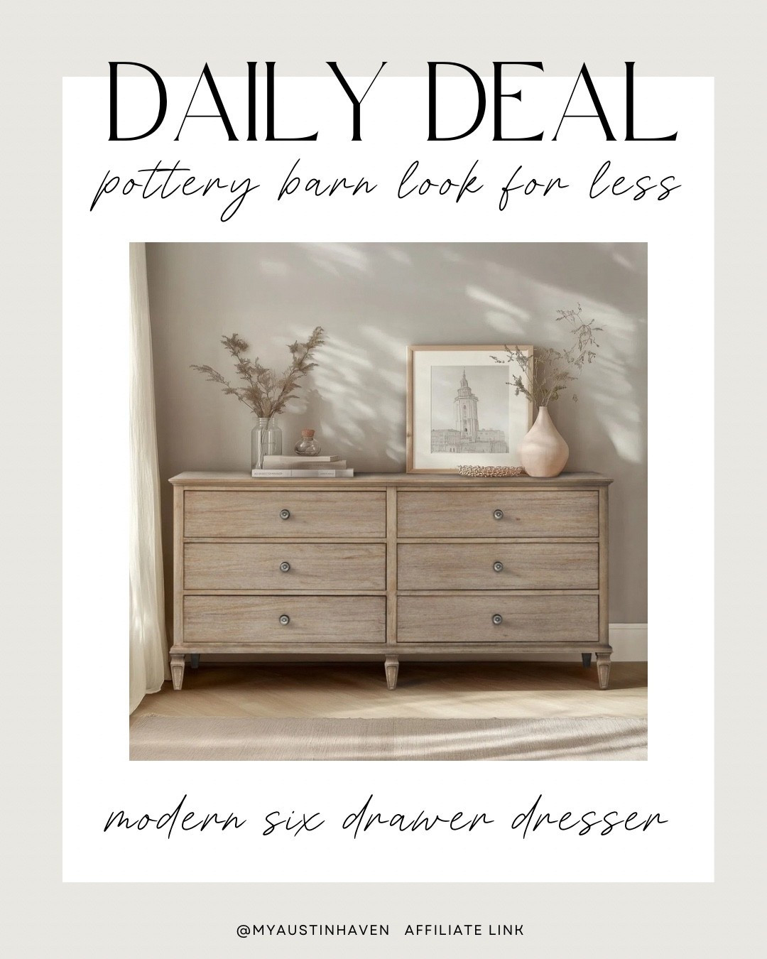 Pottery Barn Look for Less - on this gorgeous 6 drawer warm organic wood dresser 🤌🏼

Daily deal, wayfair sale, home decor sale, furniture sale, wood dresser, designer look for less, wayfair find, found it on wayfair, pottery barn inspired, modern organic home

#LTKHome #LTKSaleAlert