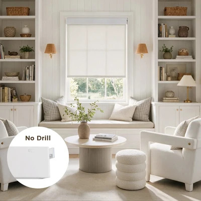 Alvin No-Drill Cordless Roller Shades - Textured Beige M124-2 | Blackout | TWOPAGES
