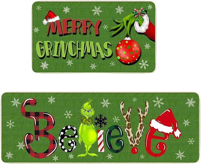 Christmas Kitchen Rugs Set of 2 Christmas Decoration, Winter Home Decor Low Christmas Kitchen Mat... | Amazon (US)