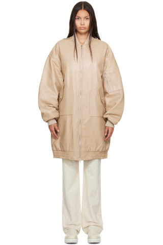 The Frankie Shop - Beige Jesse Faux-Leather Jacket | SSENSE