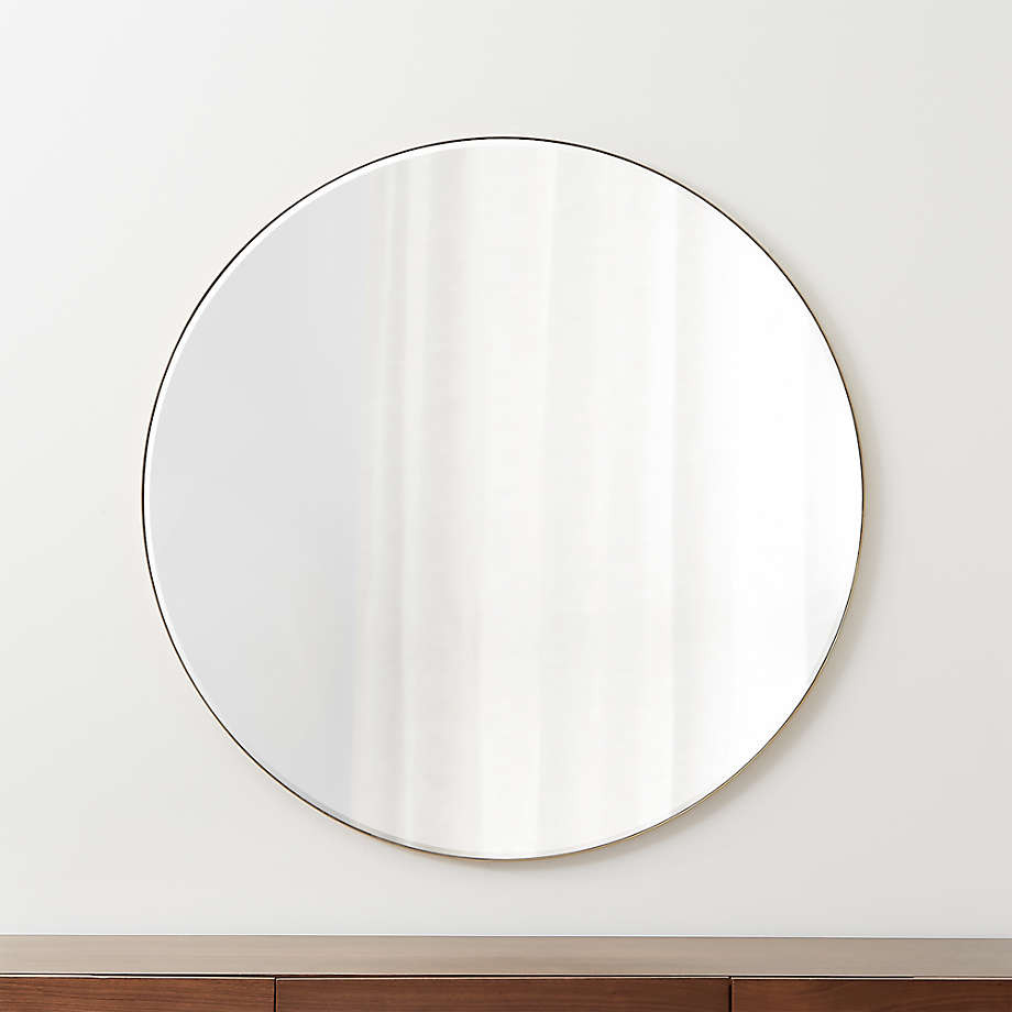 Edge Black Round 48" Wall Mirror + Reviews | Crate & Barrel | Crate & Barrel