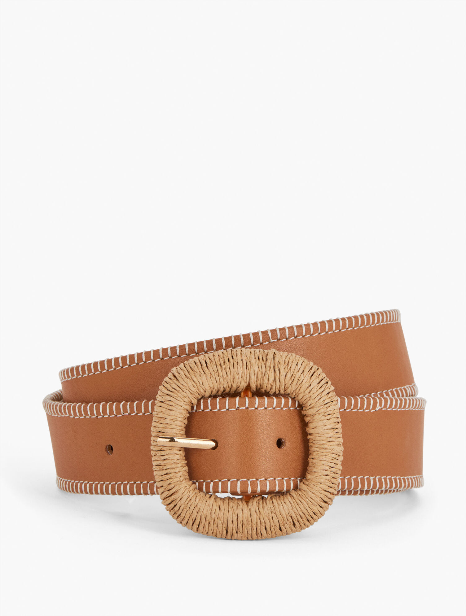 Raffia Buckle Leather Belt | Talbots