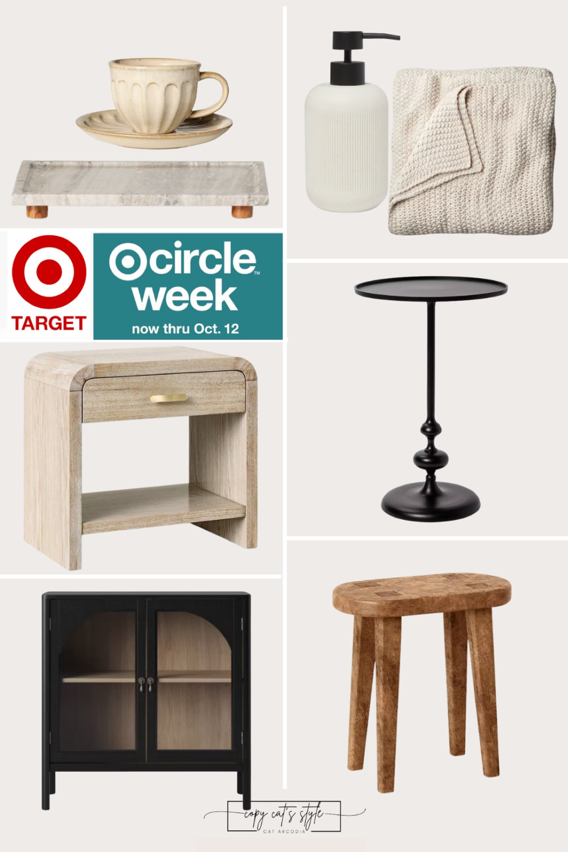 Target Circle Week favorites on sale, favorites from my home, chunky knit blanket, nightstand, cabinet, wood accent table, marble tray, espresso cups, black accent table, hand soap dispenser 