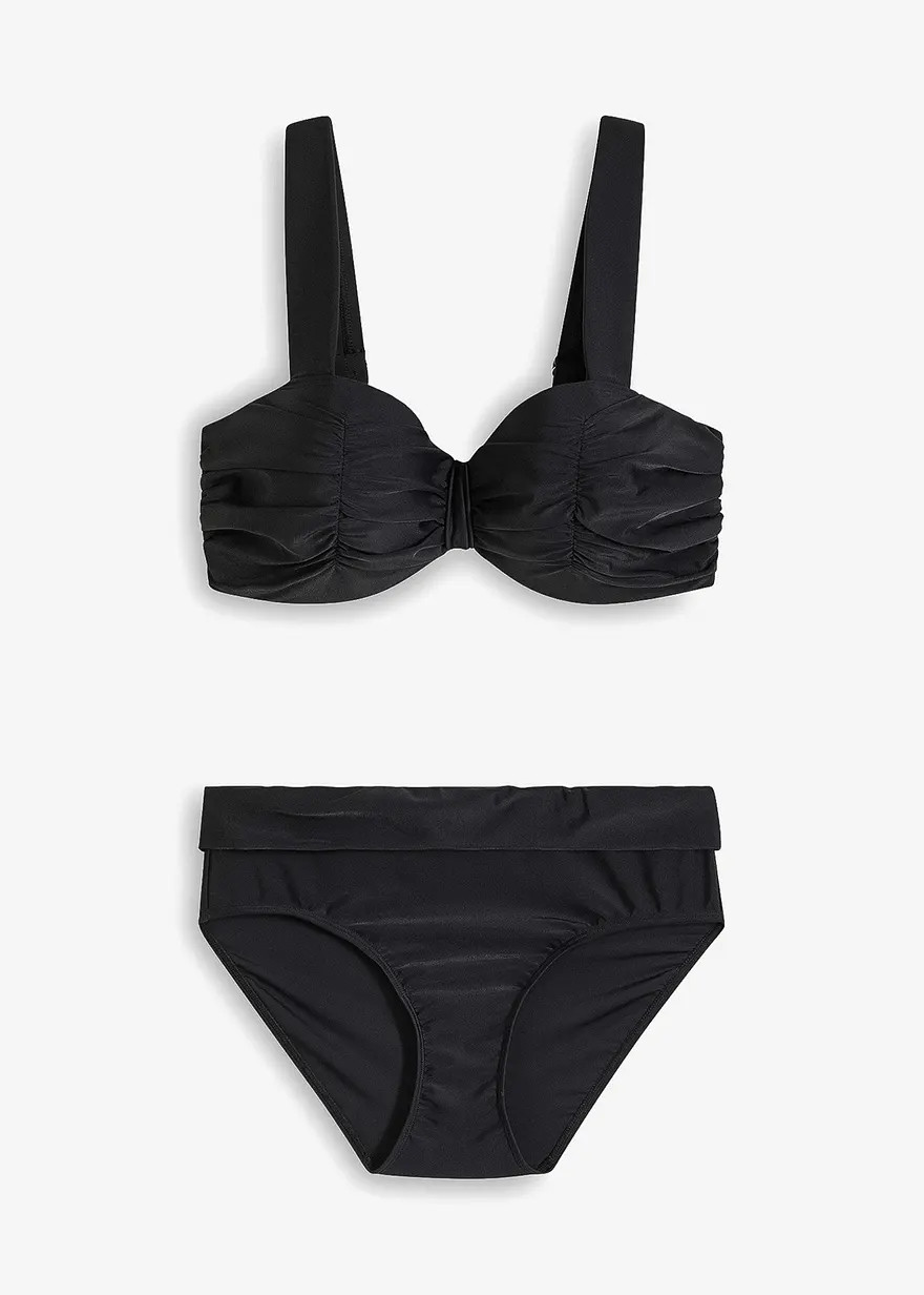 Balconette-Bikini mit gepolsterten Tr\u00e4gern - schwarz, Cup F | Bonprix DE