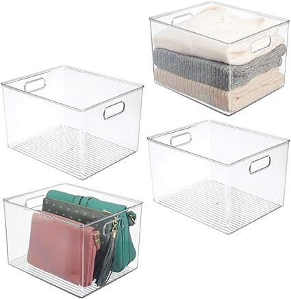 mDesign Plastic Home Storage Basket Bin with Handles for Organizing Closets, Shelves and Cabinets... | Amazon (US)