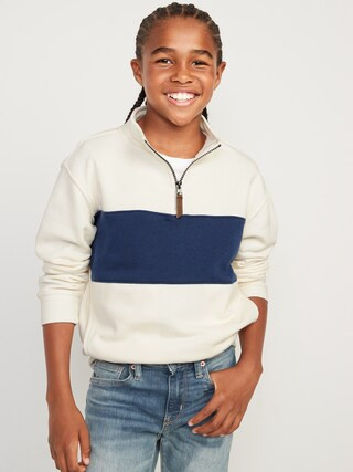 Long-Sleeve Color-Blocked Quarter-Zip Sweatshirt for Boys | Old Navy (US)