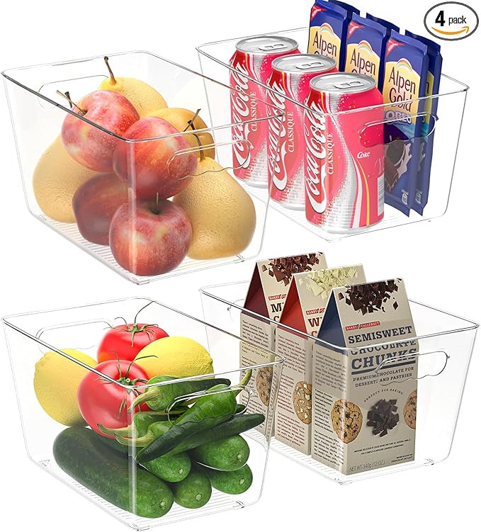 BALEINE Clear Plastic Storage Bins, Pantry Organization, BPA Free Stackable Refrigerator Organize... | Amazon (US)