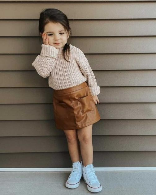 Katie Pocket Mini Skirt - Brown Leather | Bailey's Blossoms