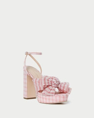 Natalia Pink Gingham Bow Heel | Loeffler Randall
