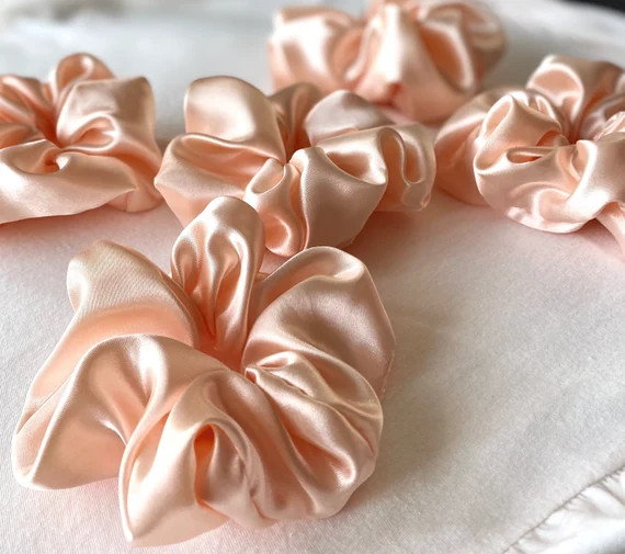 Peach Satin Scrunchies | Pink Satin Scrunchies | Ponytail Holders | Satin Scrunchie | Hair Access... | Etsy (US)