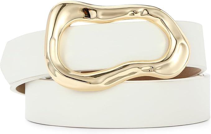 RISANTRY Black Belt for Women Stylish Gold Buckle Fashion Leather Waist Belt Perfect for Jeans an... | Amazon (US)