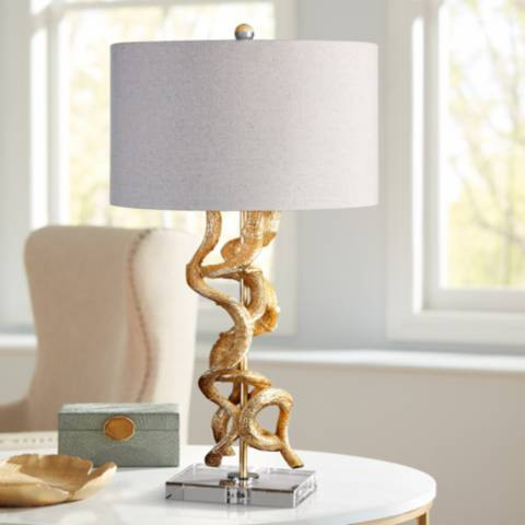 Uttermost Twisted Vines 28 1/2" Bright Gold Leaf Table Lamp - #1G135 | Lamps Plus | Lamps Plus