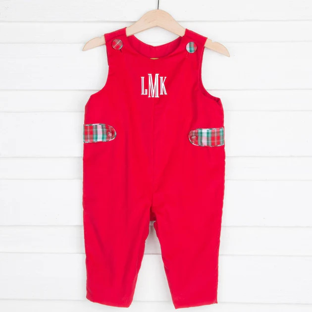 Red Corduroy Longall with Plaid Tabs | Classic Whimsy