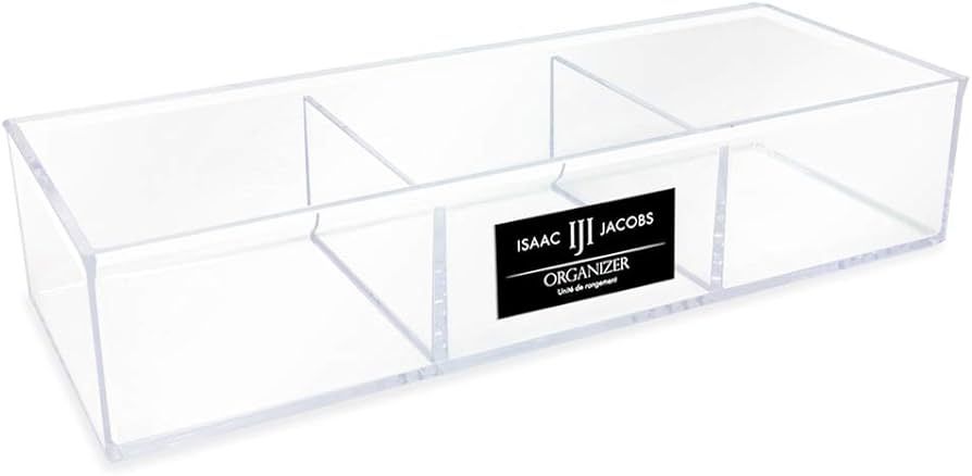 Isaac Jacobs Large 3-Compartment Acrylic Stackable Organizer (12.9" L x 5" W x 2.7" H), Multi-Sec... | Amazon (US)