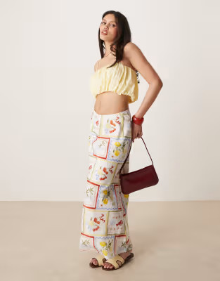 Abercrombie & Fitch bias cut maxi skirt in vacation scarf print | ASOS | ASOS (Global)